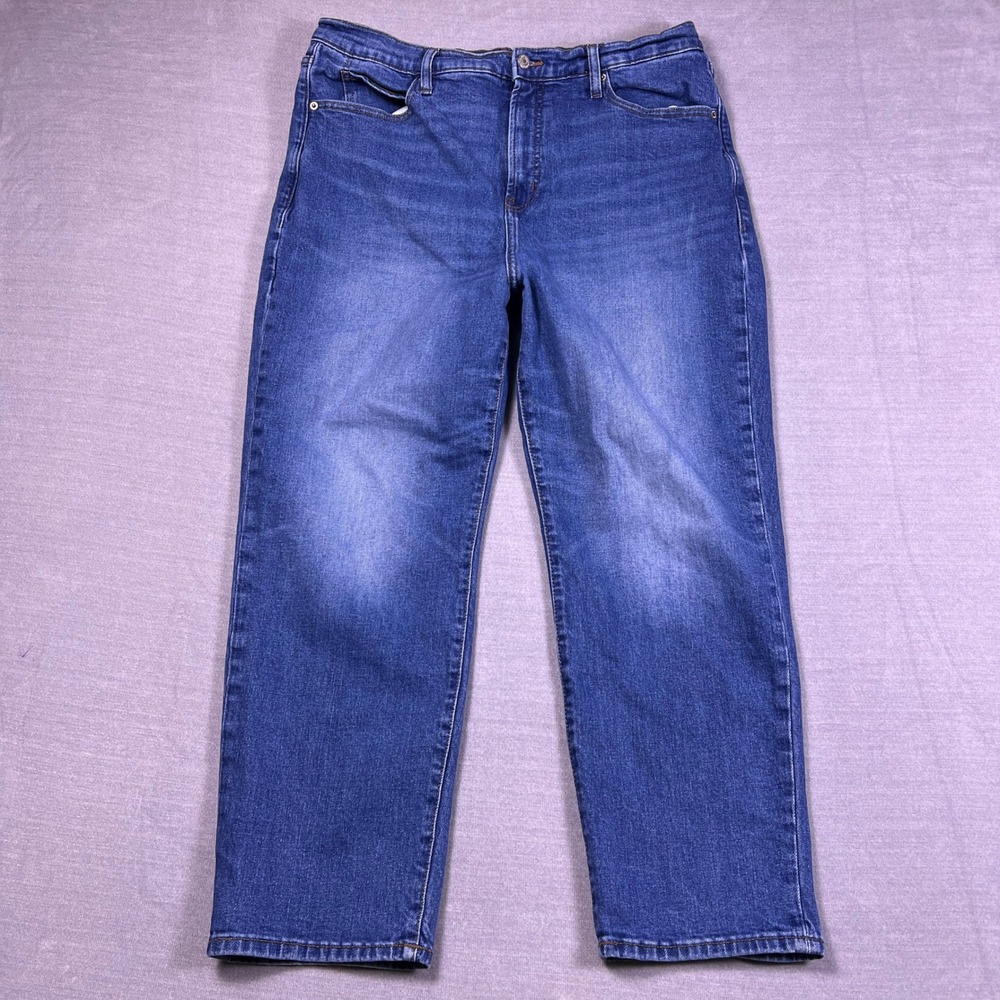 Old Navy Sky-Hi Straight Extra High Rise Jeans Womens Size 16 Blue Denim